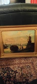 Olieverfschilderij van A. Peters: Hollandse Waterlandschap, Antiek en Kunst, Kunst | Schilderijen | Klassiek, Ophalen of Verzenden