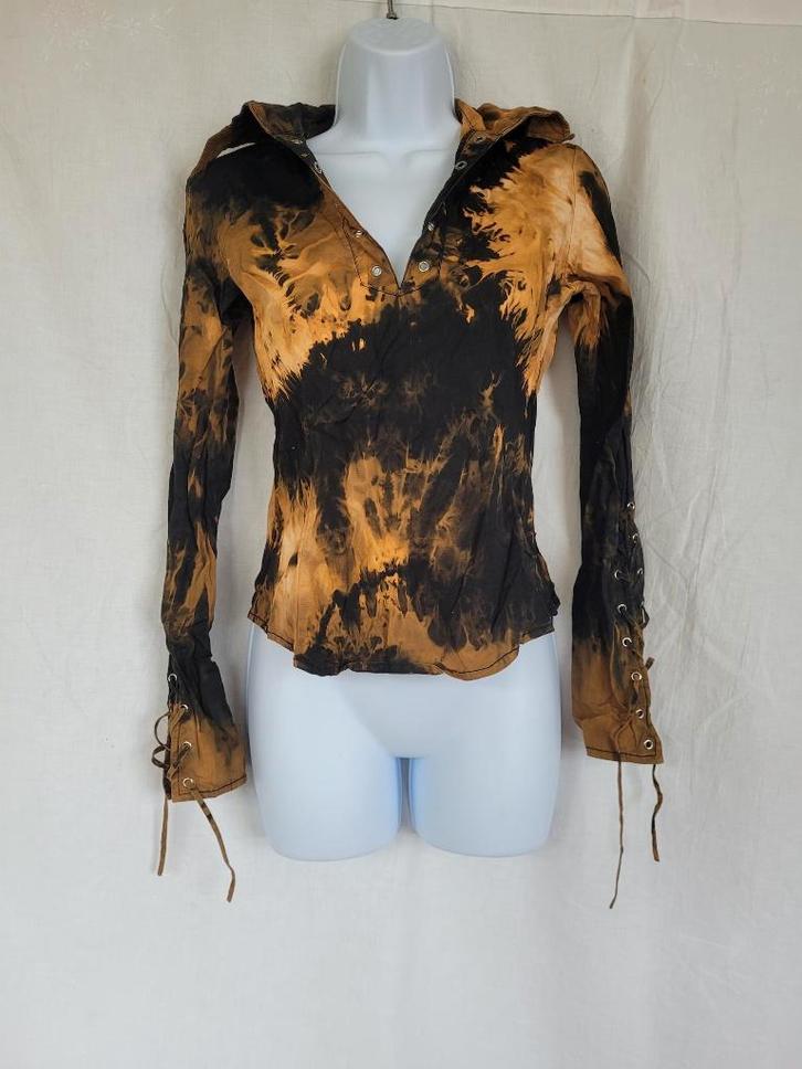 Super stoer damesshirt mt S merk Bikbok, Kleding | Dames, T-shirts, Zo goed als nieuw, Maat 36 (S), Zwart, Lange mouw, Ophalen of Verzenden