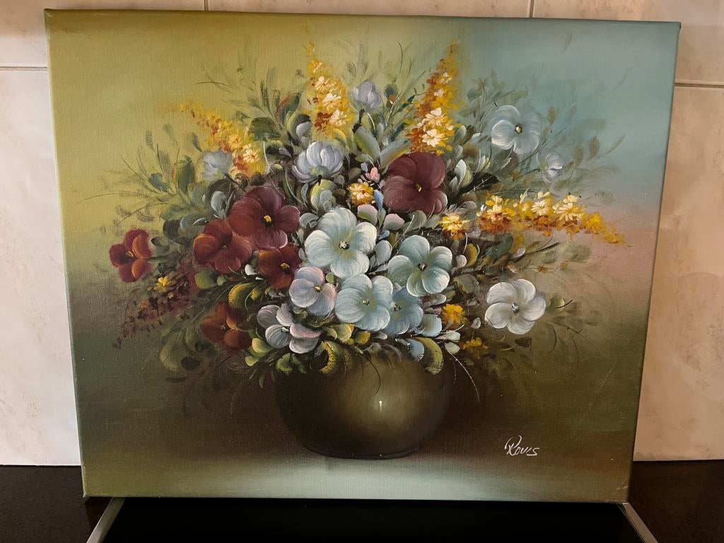 Prachtig olieverf bloemen schilderij, Antiek en Kunst, Ophalen of Verzenden