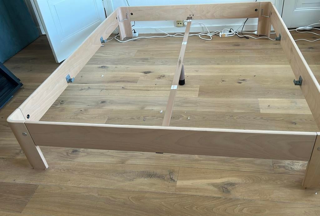 Auping auronde compleet bed beuken 160 x 200, Gebruikt, Beige, Tweepersoons, Ophalen of Verzenden