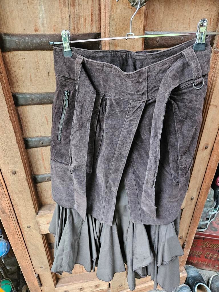 Suède bruine rok/suède rok met stof van YAYA, Maat 38/40 (M), Bruin, Ophalen of Verzenden, Gedragen