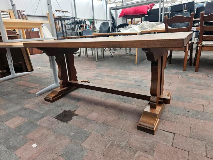 Eiken houten kloostertafel met robuuste poten, Antiek en Kunst, Antiek | Meubels | Tafels, Ophalen