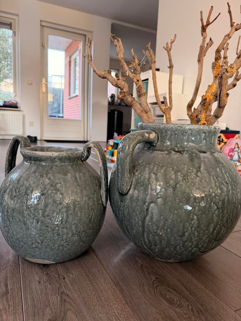 2 Potten/Vazen, Ophalen, Zo goed als nieuw, Overige kleuren, Minder dan 50 cm