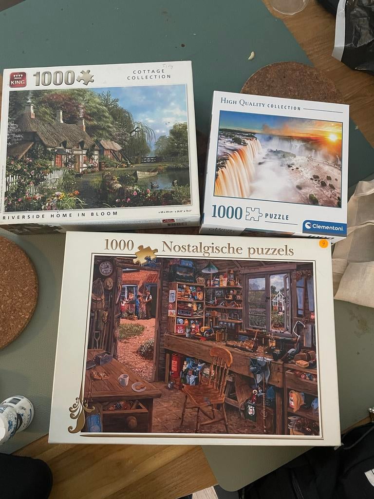 3 puzzels van 1000 stukjes, Ophalen, 500 t/m 1500 stukjes, Gebruikt, Legpuzzel
