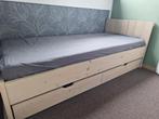 Eenpersoons steigerhouten bed met 2 lades, Huis en Inrichting, Slaapkamer | Bedden, Ophalen, Gebruikt, 90 cm, Eenpersoons