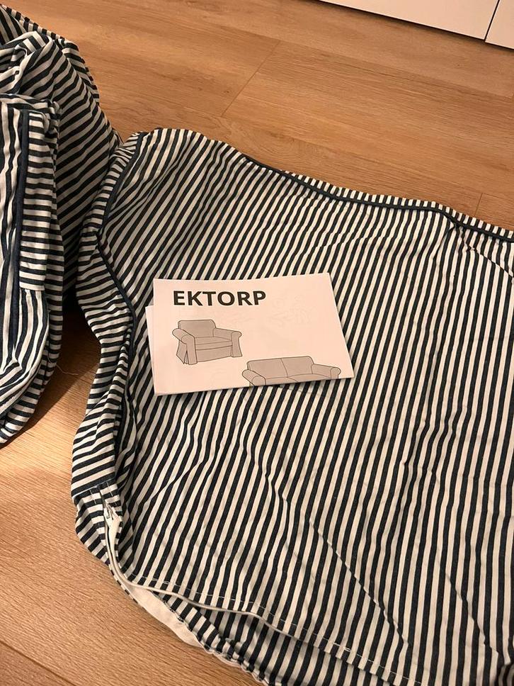 Ektorp hoesen blauw wit fauteuil Simris, Huis en Inrichting, Banken | Sofa's en Chaises Longues, Zo goed als nieuw, Eenpersoons