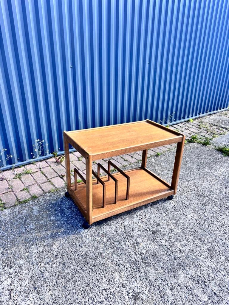 Vintage eiken trolley audiomeubel platenspeler kast, Huis en Inrichting, Ophalen, F, Gebruikt, 50 tot 100 cm