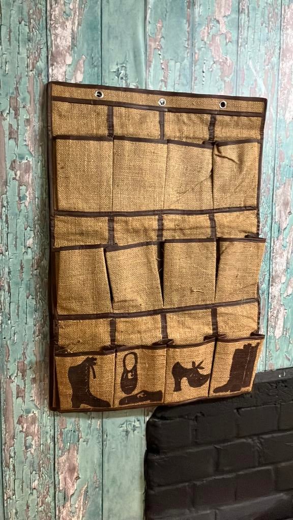 Leuk vintage retro schoenen opbergzak jute, Ophalen of Verzenden, Zo goed als nieuw, Minder dan 50 cm