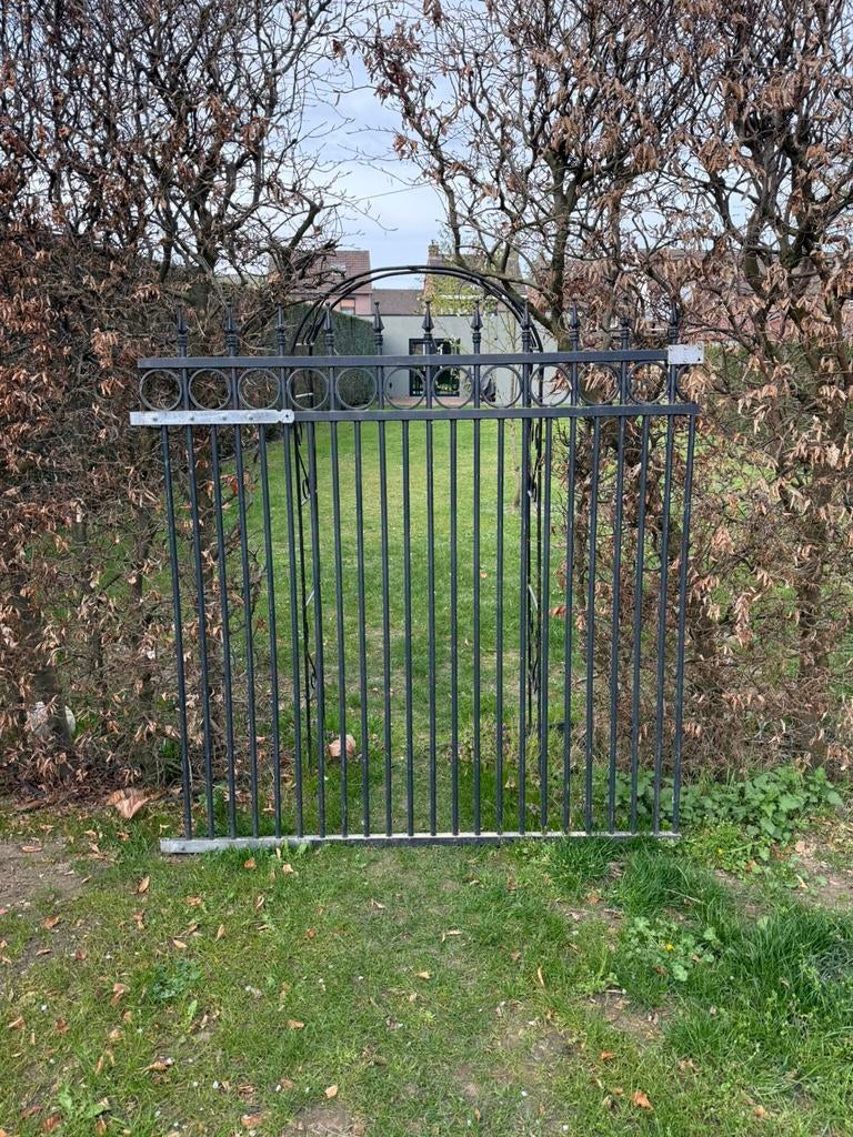 Grote / ijzeren tuinpoort / anthracite kleur gecoat, Tuin en Terras, Ophalen, Zo goed als nieuw, IJzer, Sierhekwerk