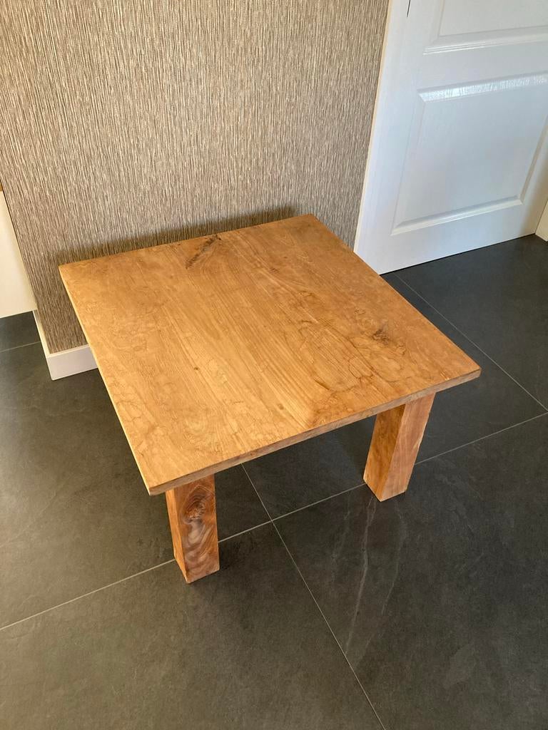 Teakhouten salontafel  - 70x70 cm, 44 cm hoog, Ophalen, Gebruikt, 50 tot 100 cm, Minder dan 50 cm