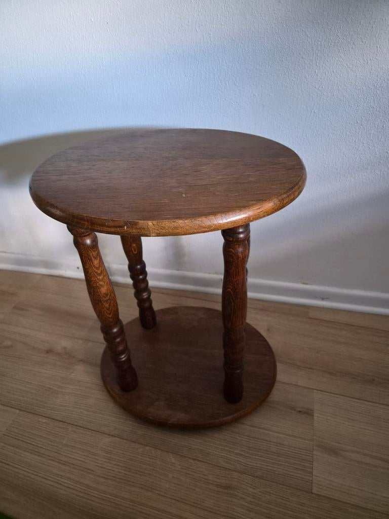 Vintage plantentafel bijzettafel, Huis en Inrichting, Ophalen, Rond, Minder dan 55 cm, 60 cm of meer