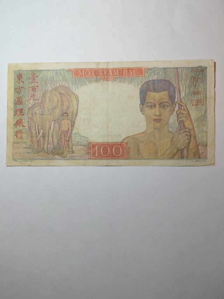 Indochine 100 piastres 1947, Ophalen of Verzenden, Zuidoost-Azië