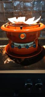 Prachtig 4-pits oranje Original Haller petroleumstel, Antiek en Kunst, Antiek | Emaille, Ophalen of Verzenden