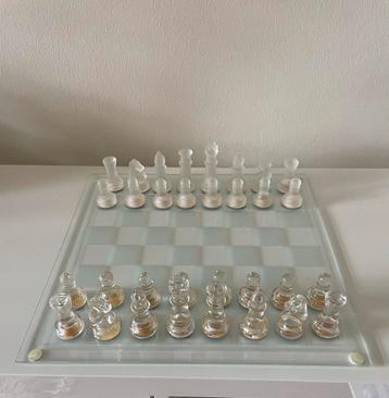 Vintage glazen Backgammon/Schaak en Damspel, (incl. 4 ) beschikbaar voor biedingen