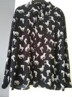 ZWARTE BLOUSE, DAMES, MAAT XL, DIERENPRINT., Zwart, Maat 46/48 (XL) of groter, Nieuw, Ophalen of Verzenden