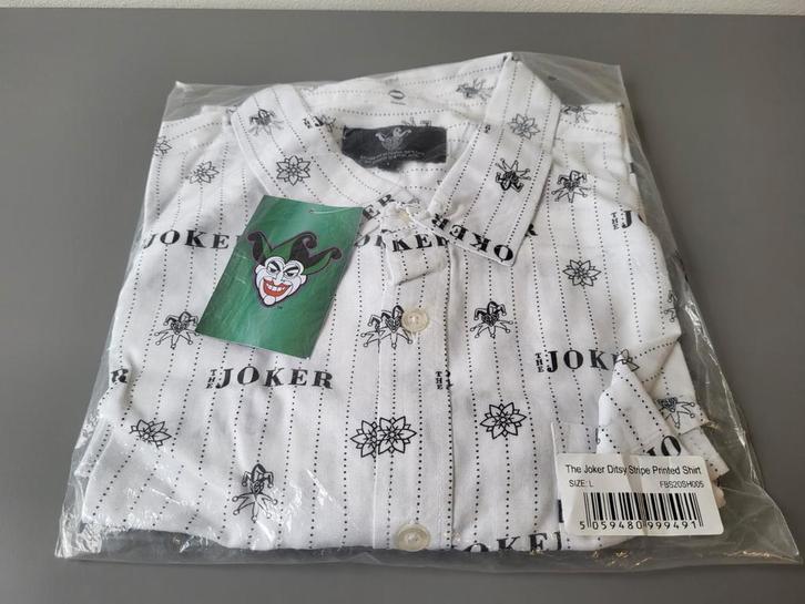 NIEUW DC Batman Limited Edition The Joker Ditsy Stripe Shirt, Kleding | Heren, Overhemden, Nieuw, Halswijdte 41/42 (L), Wit, Ophalen of Verzenden