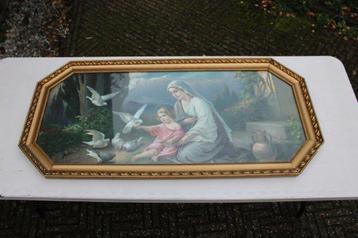 Religieus schilderij mt antieke houten lijst 130 x 63 x 4 cm beschikbaar voor biedingen