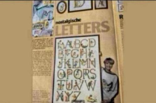 LANARTE BORDUURPAKKET LETTERLAP NOSTALGISCHE LETTERS, Hobby en Vrije tijd, Borduren en Borduurmachines, Nieuw, Borduurpakket, Handborduren