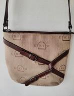 Etrier beige uniseks schoudertas bruinleren accenten 29x28, Sieraden, Tassen en Uiterlijk, Tassen | Schoudertassen, Ophalen of Verzenden