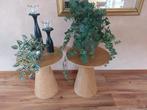 2 houten bijzettafels - woningontruiming Emmen, Minder dan 55 cm, Gebruikt, Rond, Modern