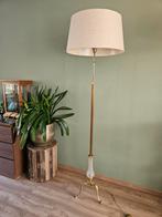 Vintage vloerlamp messing en glas (kristal), Huis en Inrichting, Lampen | Vloerlampen, Ophalen, Gebruikt, Vintage, Glas