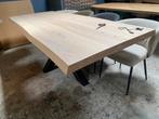 Boomstam tafel 240x100 massief eiken met matrix poot, Huis en Inrichting, Tafels | Eettafels, 200 cm of meer, Nieuw, 100 tot 150 cm