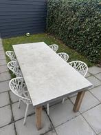 Tuinset met betonnen tafel en 6 stoelen, Huis en Inrichting, Tafels | Eettafels, Ophalen, Kunststof, Gebruikt, 200 cm of meer
