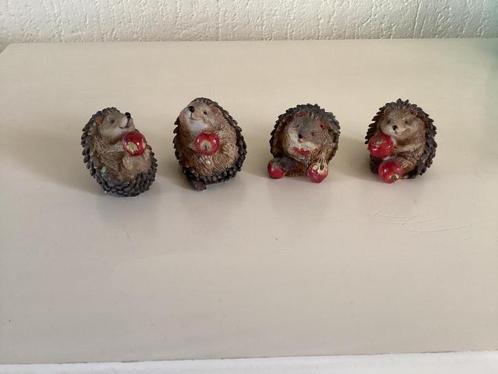 Set 4 beeldjes schattige egeltjes van polystone 5 cm x 4 cm, Verzamelen, Beelden en Beeldjes, Nieuw, Dier, Ophalen of Verzenden