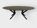 Ovale HPL eettafel graniet 200x100, Ophalen, 100 tot 150 cm, Zo goed als nieuw, Vijf personen of meer