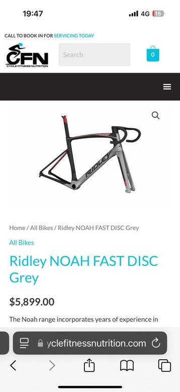 Ridley Noah Fast Disc Frameset  beschikbaar voor biedingen