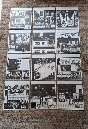 Gerd Arntz Linoleumsneden kalender bladen 1987 beschikbaar voor biedingen