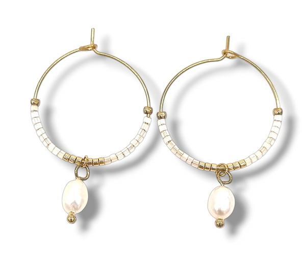 Luclo Arts Creolen met Zoetwaterparel - Summer 2025 #34, Sieraden, Tassen en Uiterlijk, Oorbellen, Nieuw, Hangers, Overige materialen