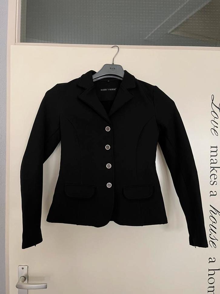 Zwarte wedstrijdjas Harry’s Horse maat s, Dieren en Toebehoren, Paardrijkleding, Zo goed als nieuw, Bovenkleding, Dressuur, Ophalen of Verzenden