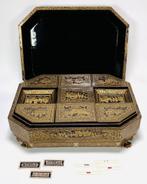 Lacquer mahjong doos met vergulde taferelen, China, ca. 1830, Antiek en Kunst, Ophalen of Verzenden
