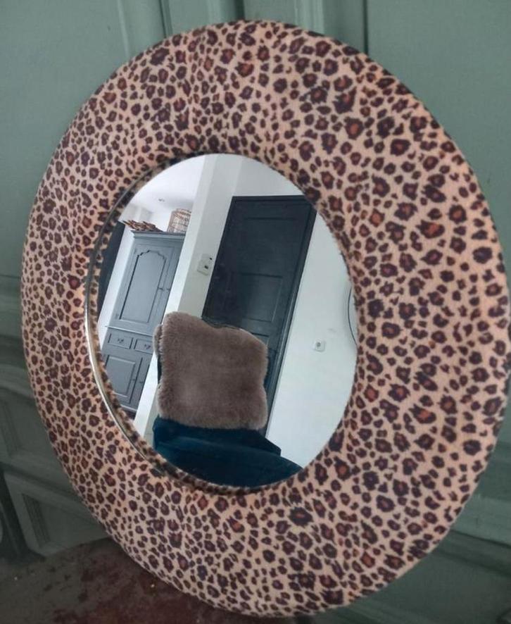 Hippe Spiegel met Luipaardprint - Ø50cm, Huis en Inrichting, Woonaccessoires | Spiegels, Nieuw, Minder dan 50 cm, Minder dan 100 cm