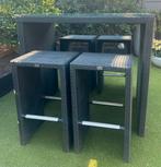 Mooie zwarte wicker bar set Bellagio, Ophalen, 4 zitplaatsen, Zo goed als nieuw, Wicker