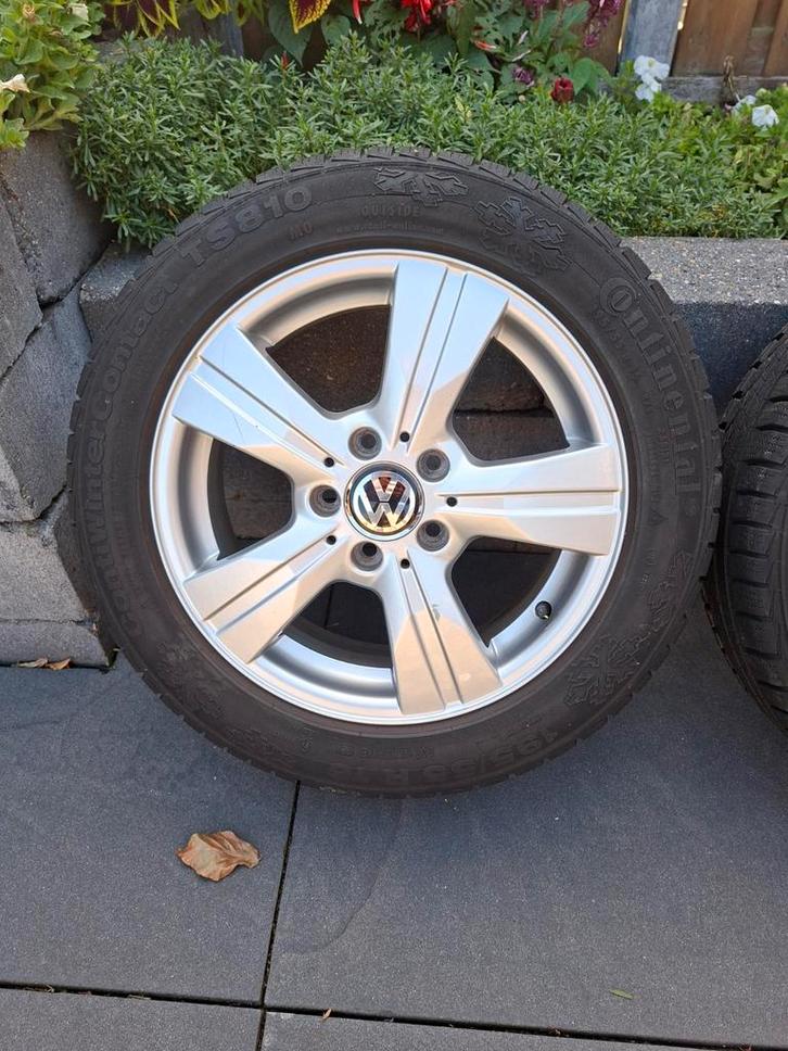 5x112 VW velgen 195 55 16 winterbanden, Auto-onderdelen, Banden en Velgen, Banden en Velgen, Winterbanden, 16 inch, 205 mm, Personenwagen