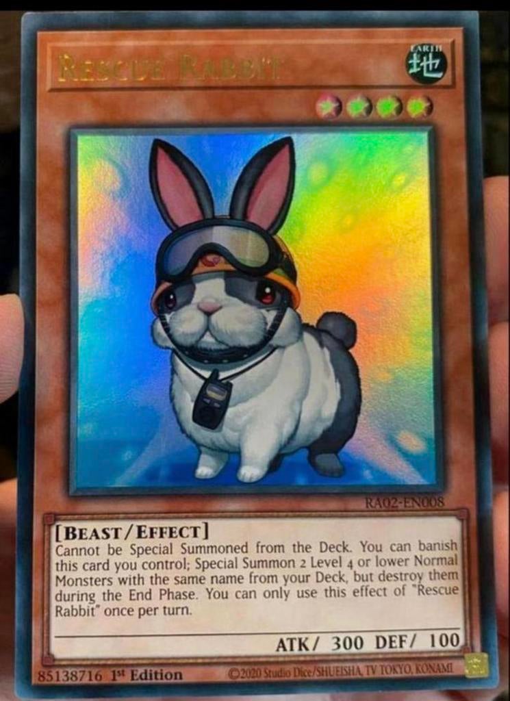 Yu-Gi-Oh! Rescue Rabbit  RA02 1st Edition !, Verzenden, Zo goed als nieuw, Losse kaart, Foil