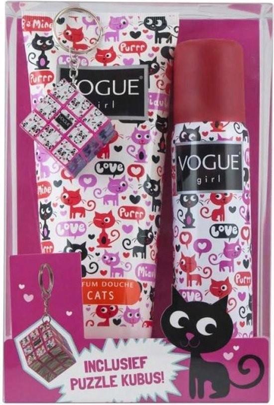 Vogue Girl Cats Geschenkset - Deo, Douchegel & Kubus, Sieraden, Tassen en Uiterlijk, Uiterlijk | Cosmetica en Make-up, Nieuw, Handen en Nagels