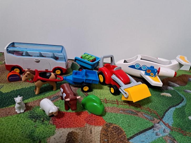 Playmobiel 123, vliegtuig. Trekker.Bus.Paardenkar., Kinderen en Baby's, Speelgoed | Playmobil, Ophalen
