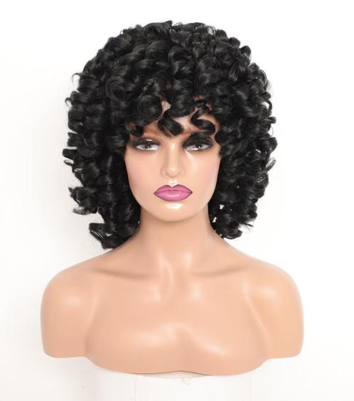 Zwarte Krullen Pruik Haar Vrouwen Dames Zwart Haarstuk, Sieraden, Tassen en Uiterlijk, Uiterlijk | Haarverzorging, Nieuw, Pruik of Haarverlenging