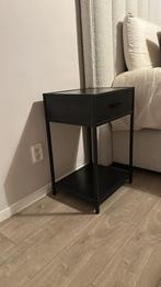 Nachtkastje Jaxx – Zwart – 1 Lade – Industriële stijl, Huis en Inrichting, Tafels | Sidetables, 50 tot 100 cm, Ophalen of Verzenden