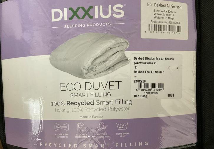 Dixxius dekbed lits jumeaux, Huis en Inrichting, Slaapkamer | Beddengoed, Nieuw, Deken of Dekbed, Tweepersoons, Wit, Ophalen of Verzenden