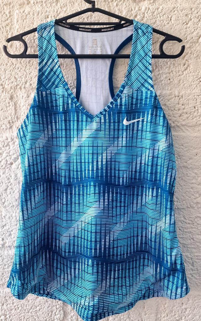 NikeCourt Dri-FIT sporttop blauw patroon – maat M, Kleding | Dames, Sportkleding, Fitness of Aerobics, Blauw, Ophalen of Verzenden