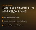Vue Movie Pass - 3 maanden - Onbeperkt naar de bioscoop, Eén persoon, Niet van toepassing, Overige typen