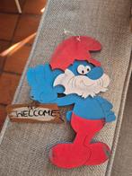 Jaren 70 smurf houten plakkaat, Verzamelen, Smurfen, Ophalen of Verzenden