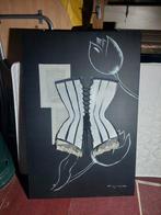 Erotisch doek met korset en bloemen, Antiek en Kunst, Ophalen of Verzenden