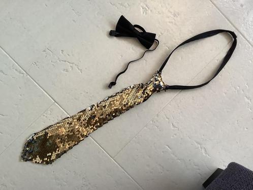 Glitter stropdas goud zilver pailletten en zwarte strik nek, Kleding | Heren, Stropdassen, Zo goed als nieuw, Overige kleuren