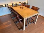 Te koop: Robuuste houten eettafel (200x90x75.5), Huis en Inrichting, Ophalen, Overige materialen, Gebruikt, 200 cm of meer