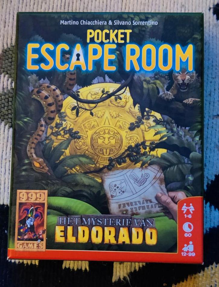 Pocket Escape Room: Het Mysterie van Eldorado, Hobby en Vrije tijd, Gezelschapsspellen | Bordspellen, Zo goed als nieuw, Een of twee spelers